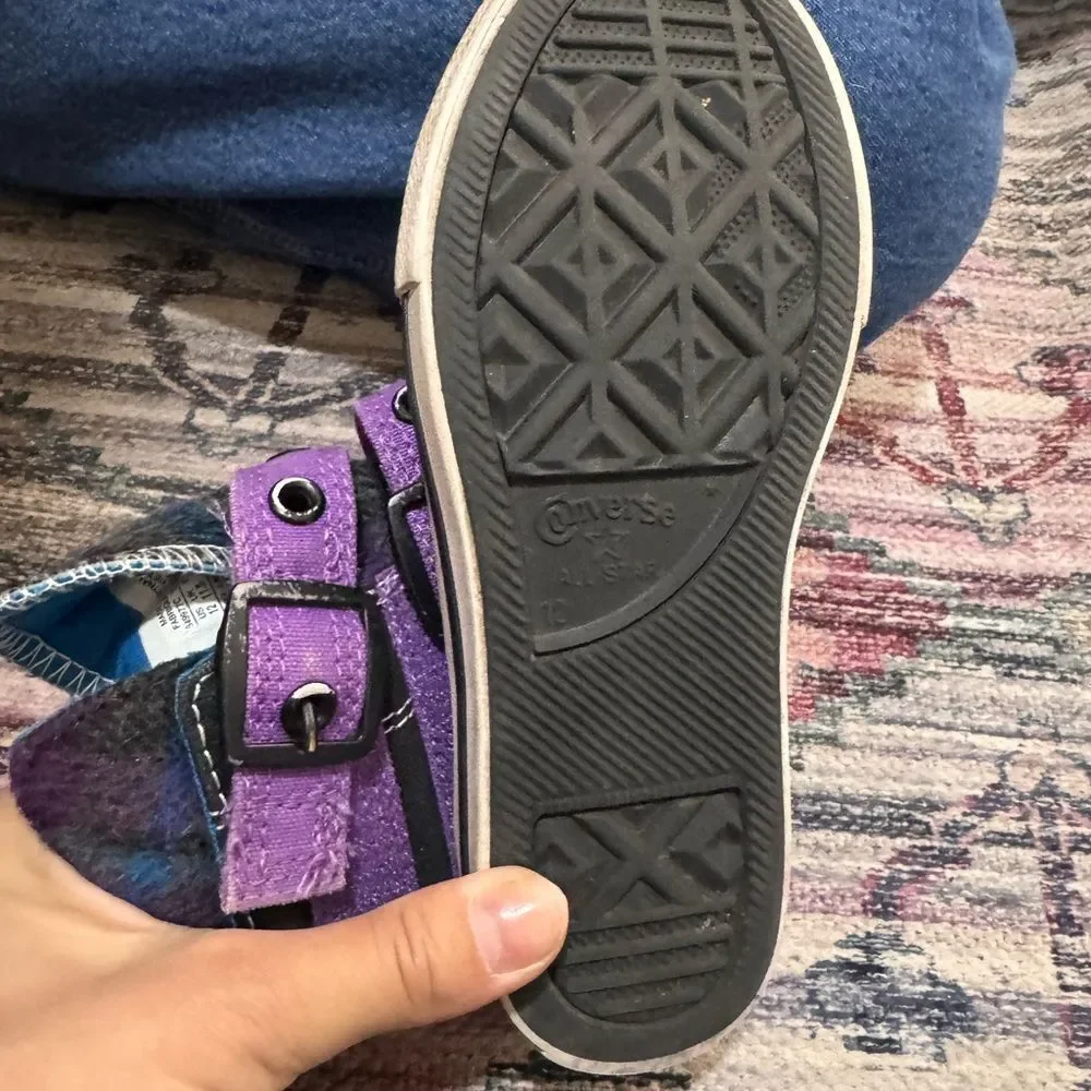 Converse High-Tops in Black and Purple Stripes